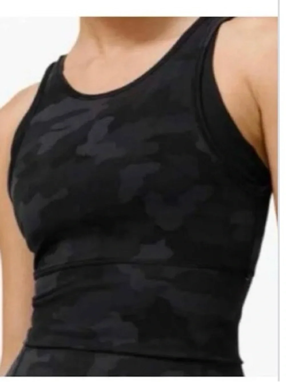 Lululemon Power Pivot Tank Top black camouflage print Size 6